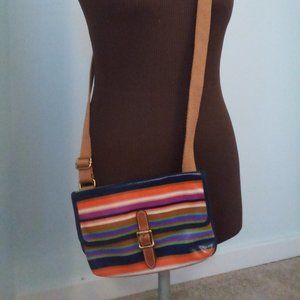 Fossil Multi-Color Striped Oilcloth Crossbody Bag